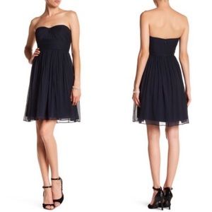 NWT J Crew Silk Strapless Cocktail Dress Fit & Flare Navy Blue Sz 2